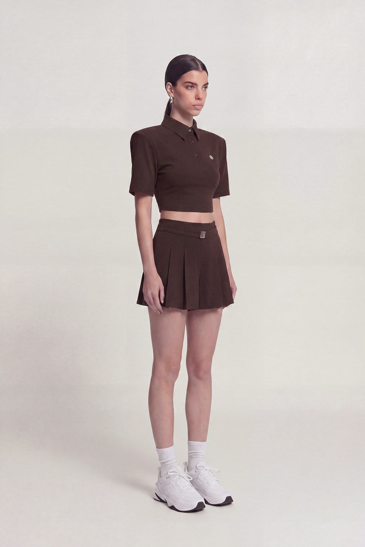 Image of Vatkalı Polo Yaka Carolyn T-Shirt Kahve