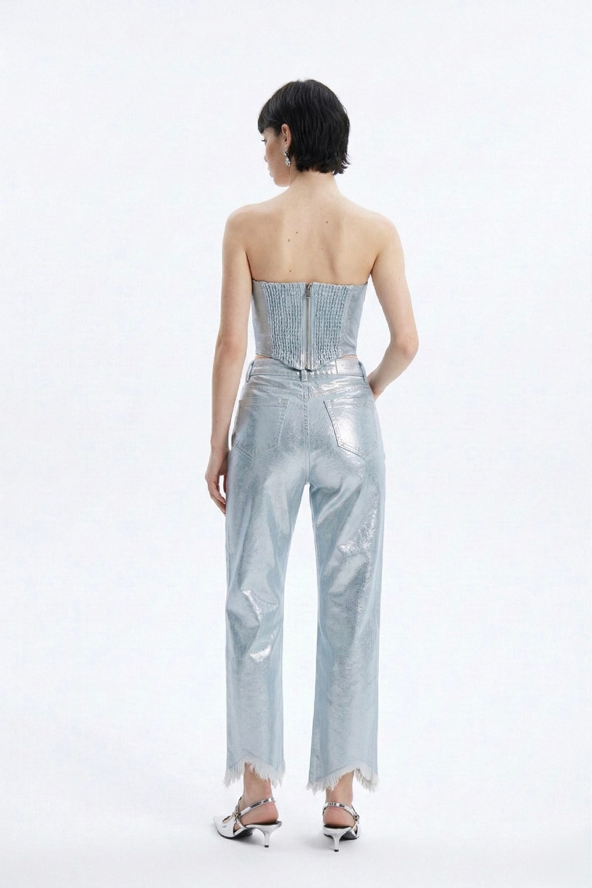 Image of Özel Yapım Parlak Kaplamalı Glossy Jean Pantolon Mavi
