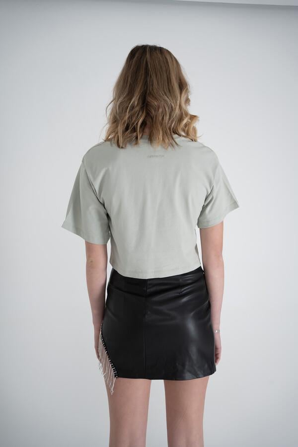 Image of Kısa Kol Bisiklet Yaka Basic Viole Tshirt Haki