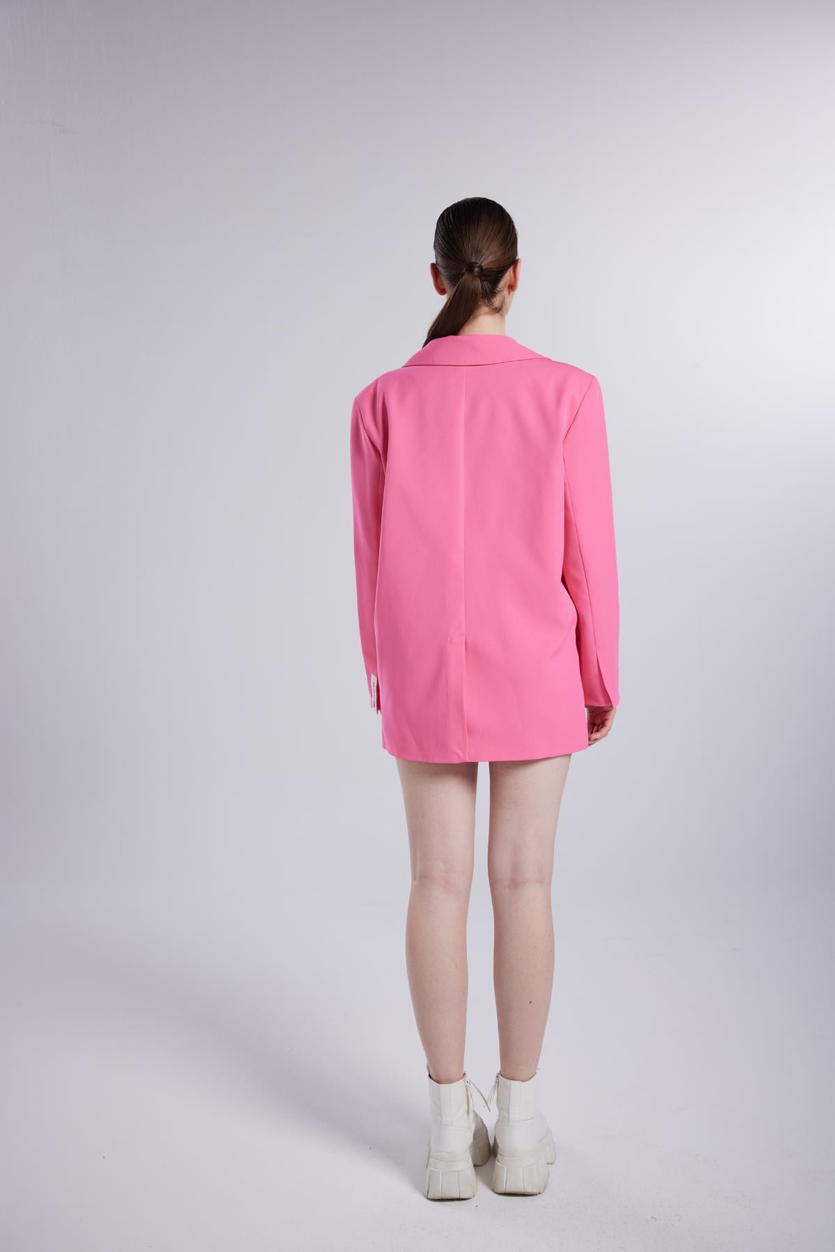 Image of Vatklı Cepli Panky Blazer Ceket Pembe