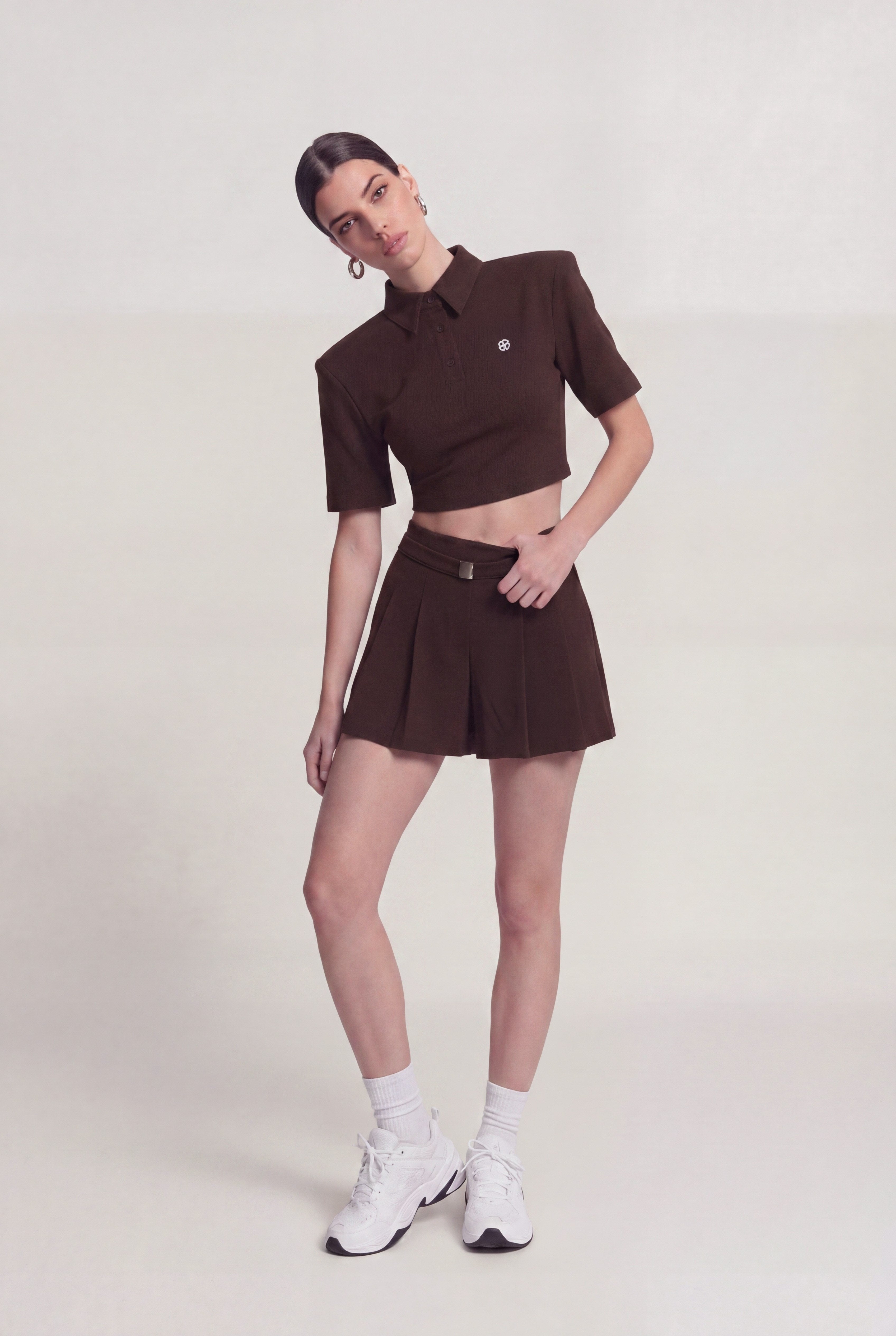 Image of Vatkalı Polo Yaka Carolyn T-Shirt Kahve