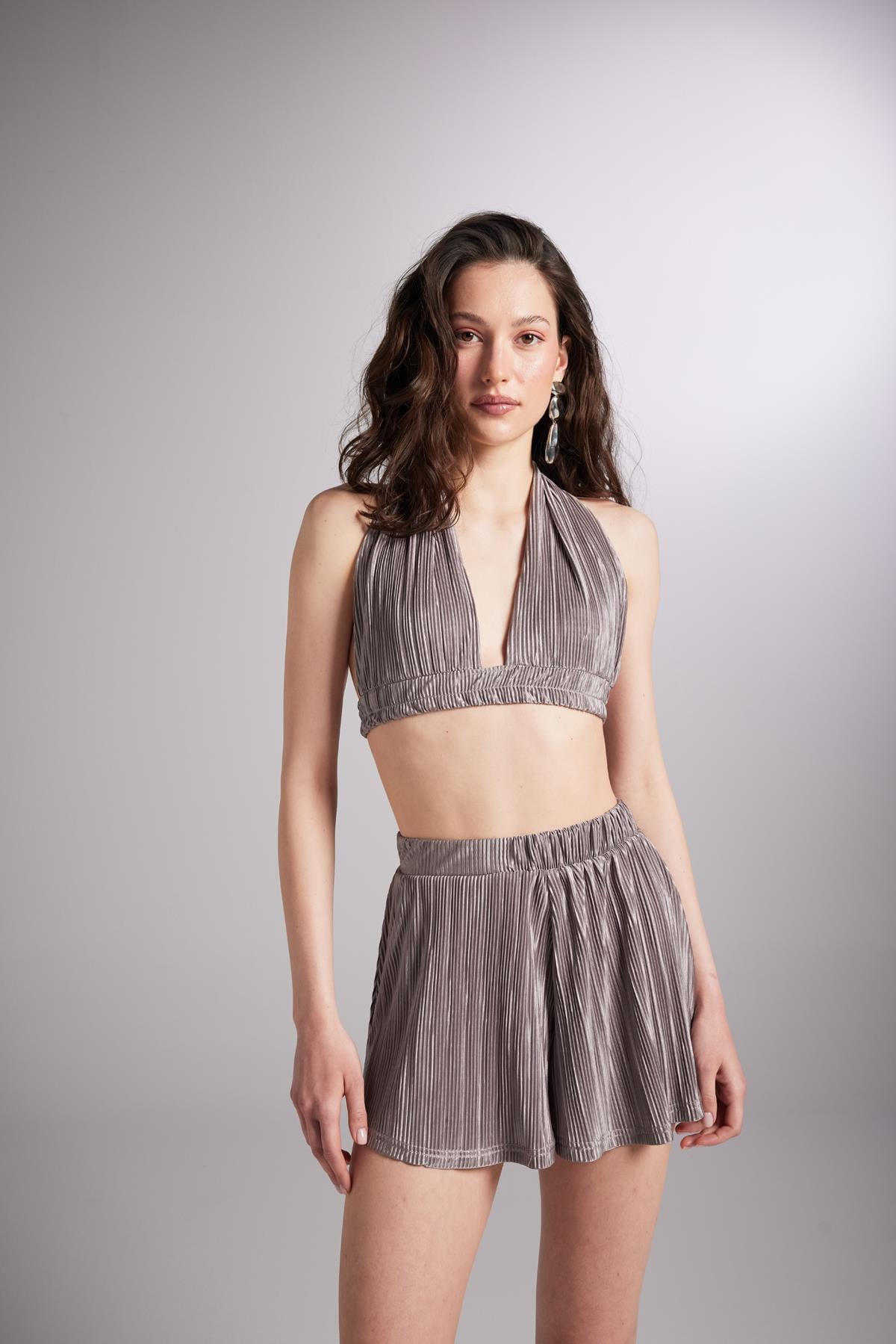 Image of Beli Lastikli Bağlamalı Comfy Büstiyer Vizon