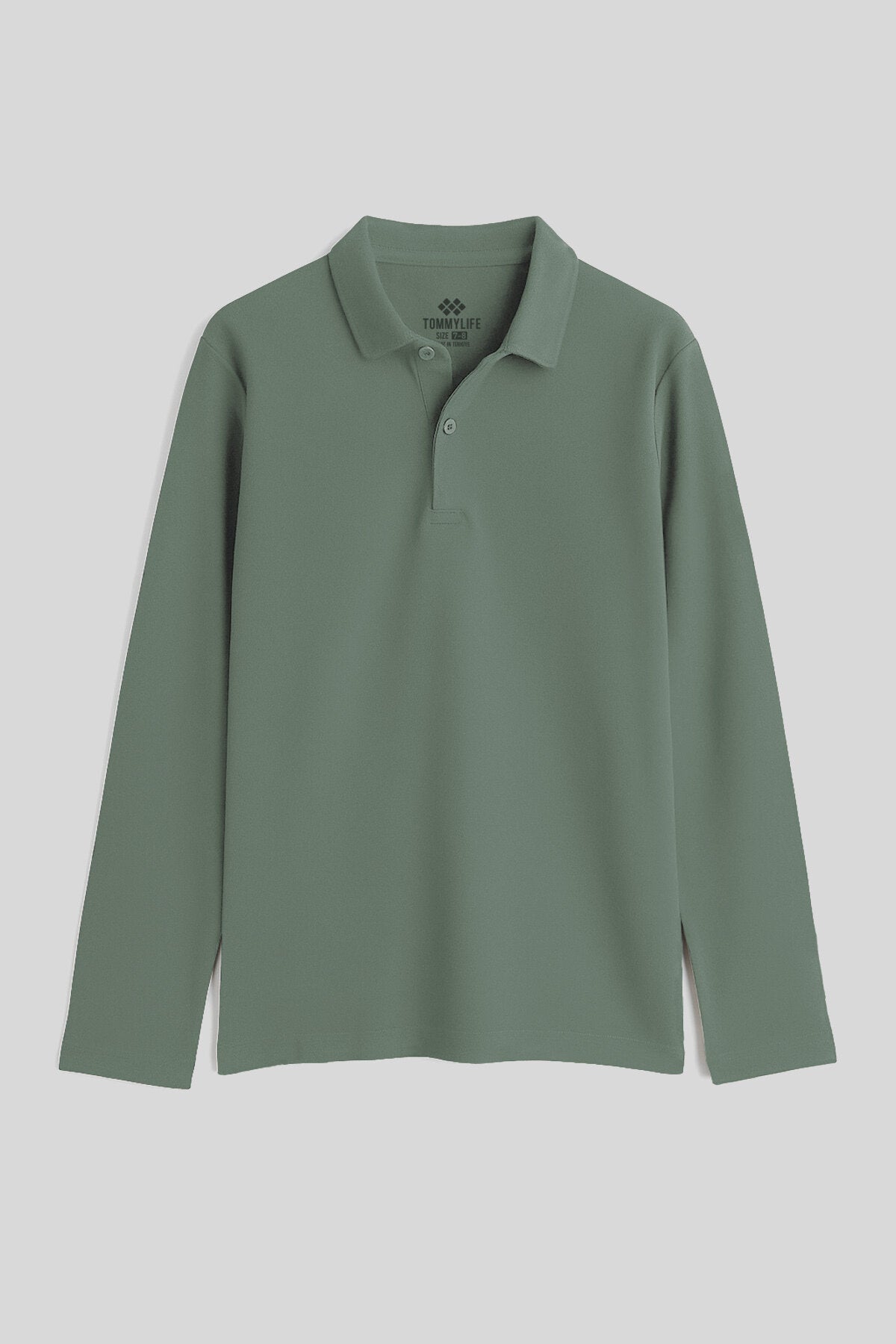 Image of Çağla Polo Yaka Basic Uzun Kollu Unisex Çocuk T-Shirt - 11170