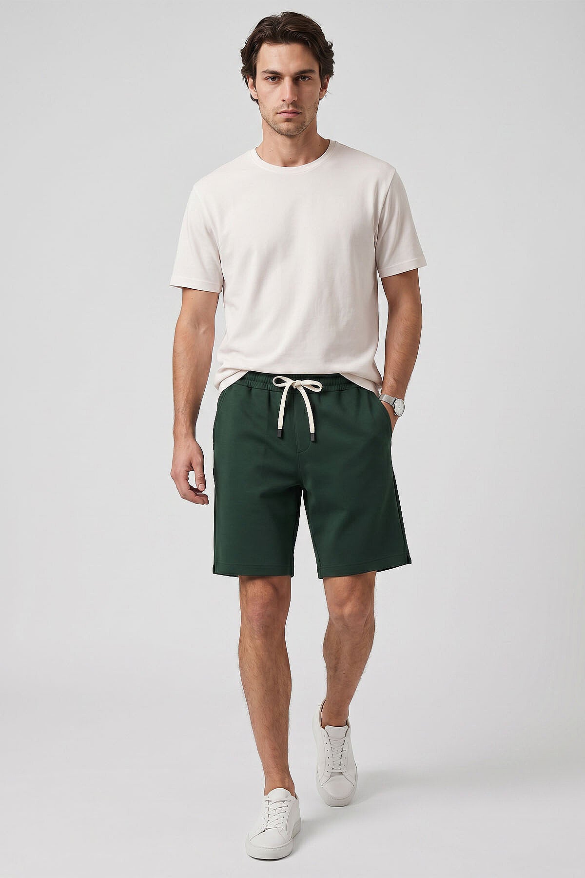Image of Çam Yeşil Standart Fit Basic Arka Cepli Erkek Şort - 81314