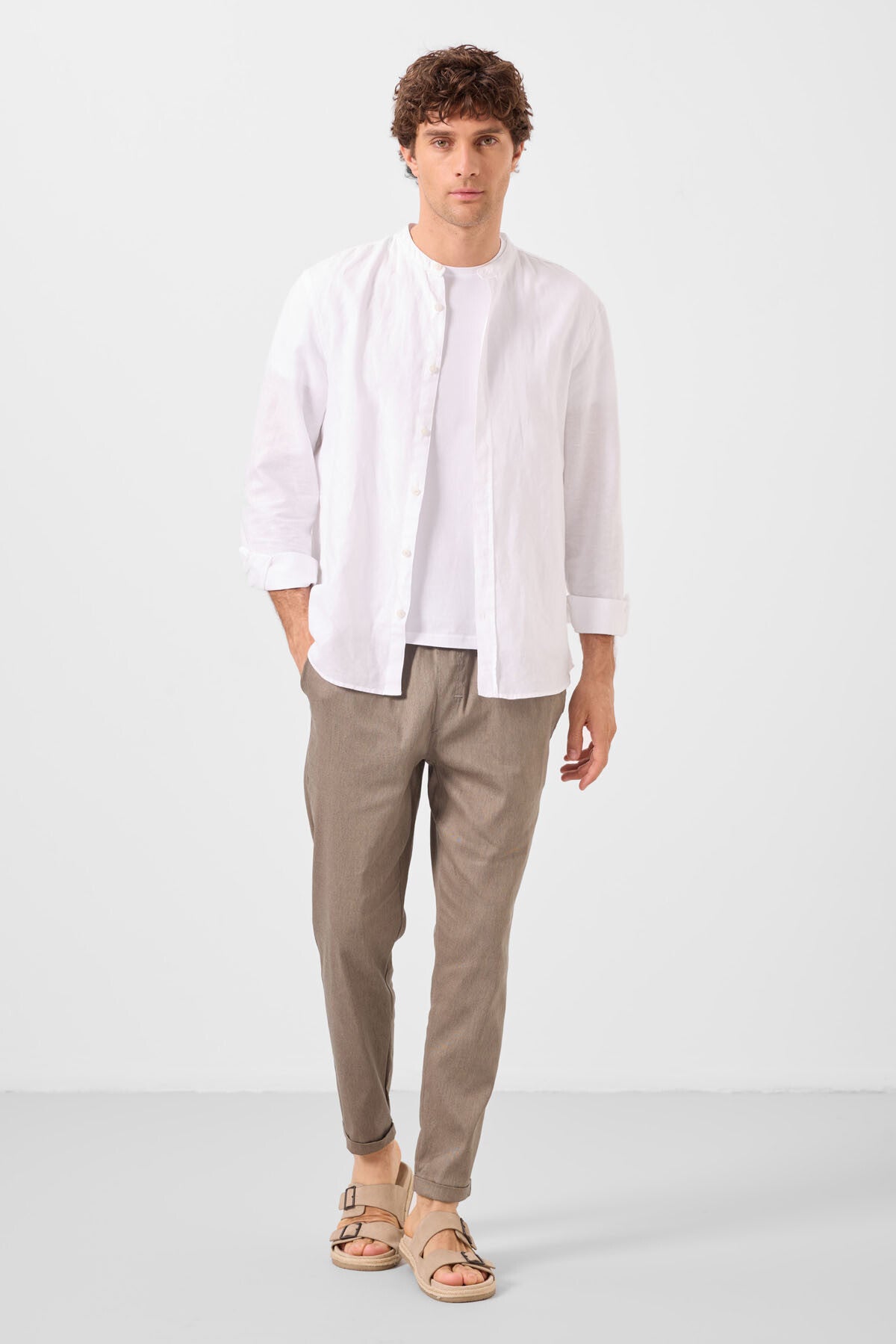Image of Camel Standart Fit Dokuma Hafif Esnek Chino Erkek Pantolon - 82178