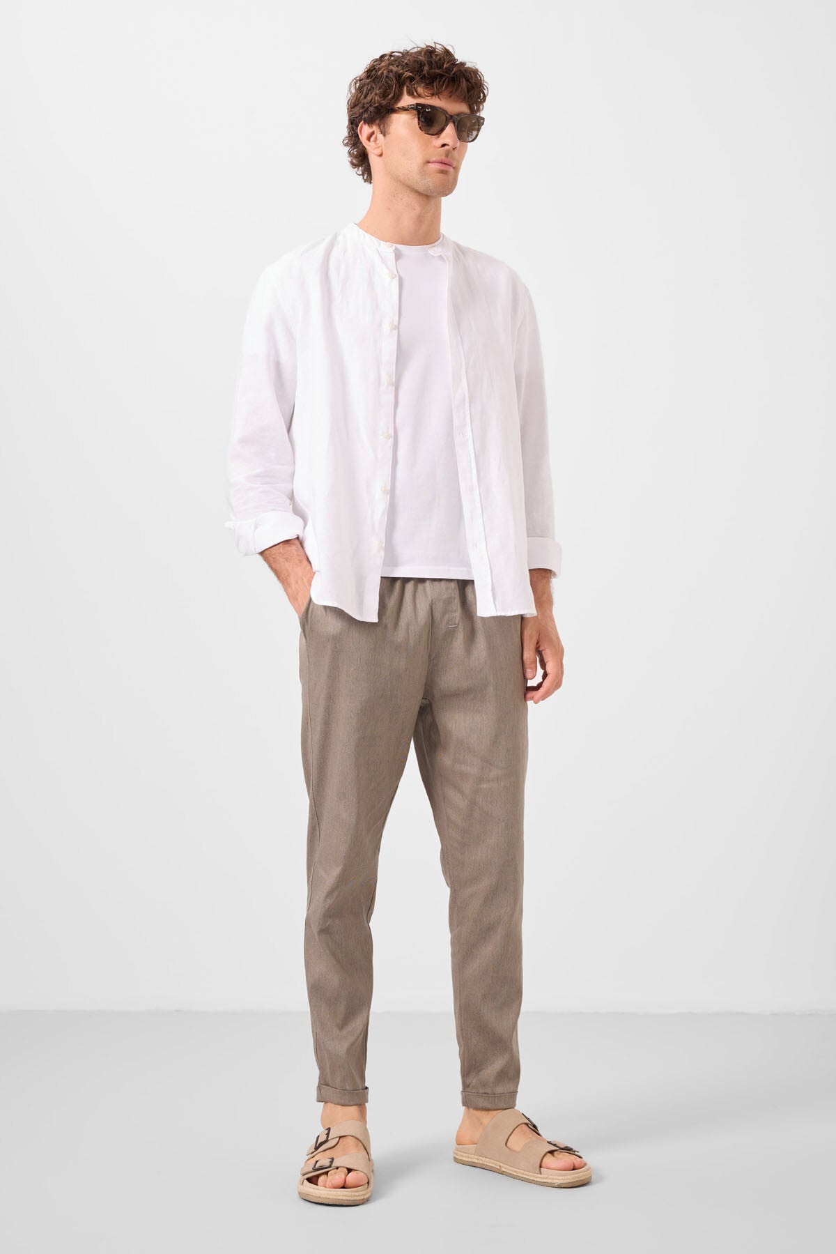 Image of Camel Standart Fit Dokuma Hafif Esnek Chino Erkek Pantolon - 82178