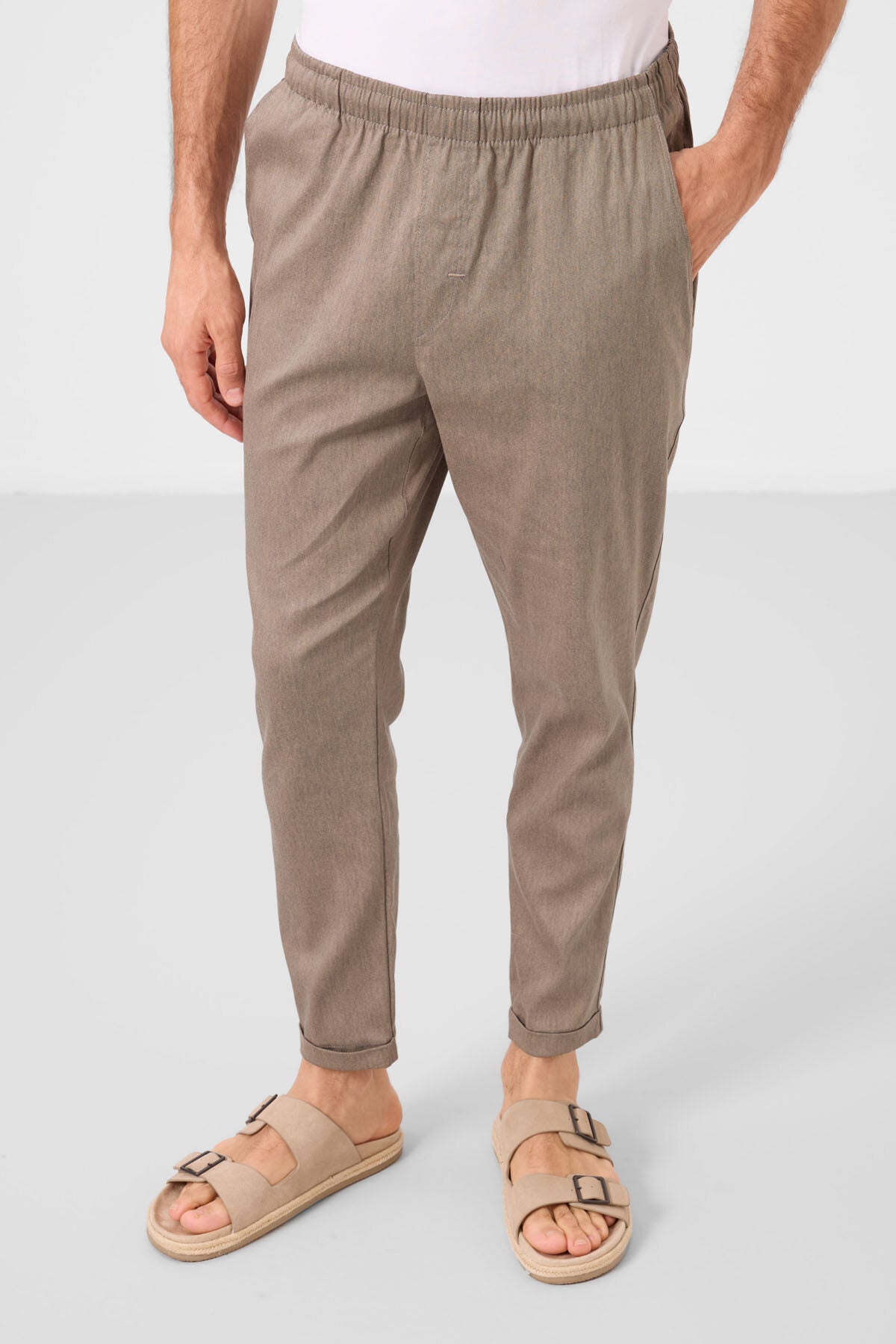 Image of Camel Standart Fit Dokuma Hafif Esnek Chino Erkek Pantolon - 82178