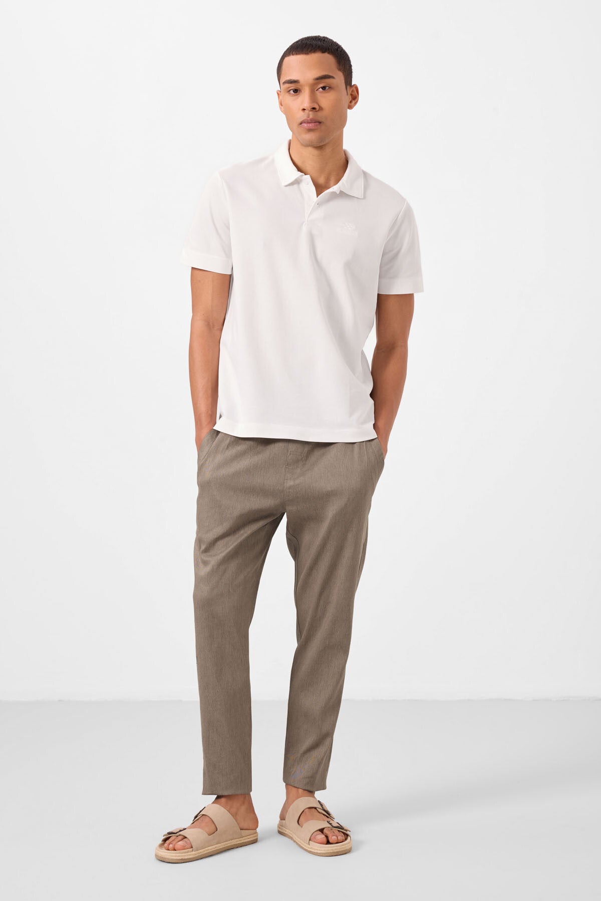 Image of Camel Standart Fit Dokuma Hafif Esnek Chino Erkek Pantolon - 82179