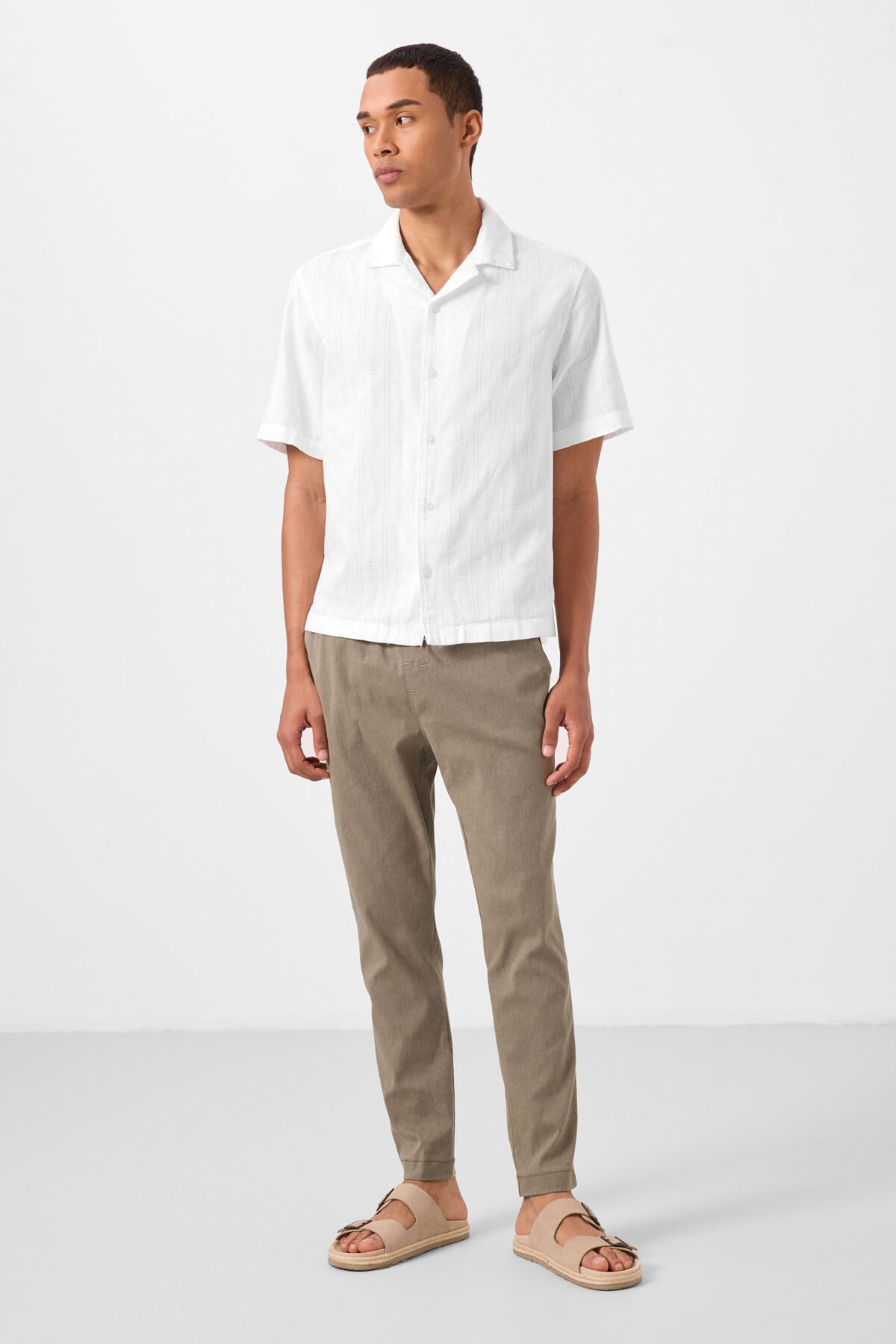 Image of Camel Standart Fit Dokuma Hafif Esnek Chino Erkek Pantolon - 82180