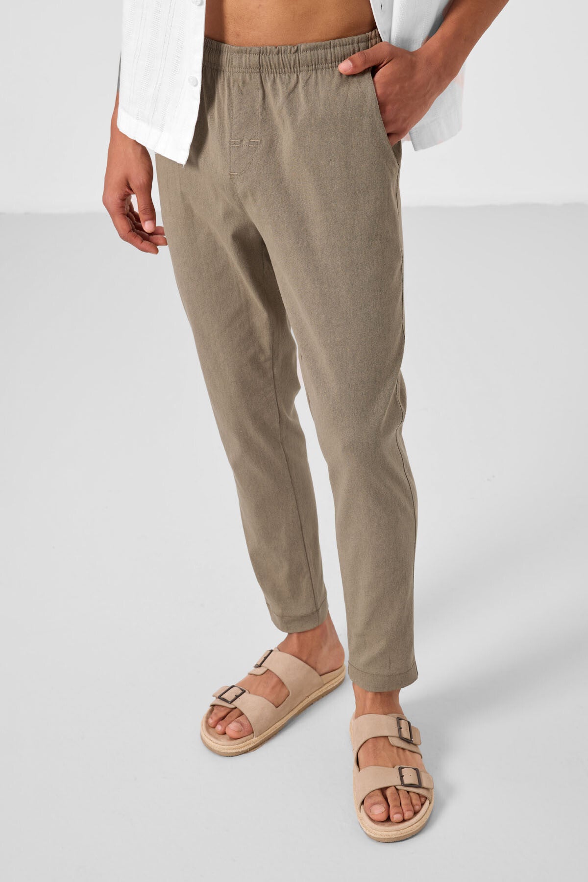 Image of Camel Standart Fit Dokuma Hafif Esnek Chino Erkek Pantolon - 82180