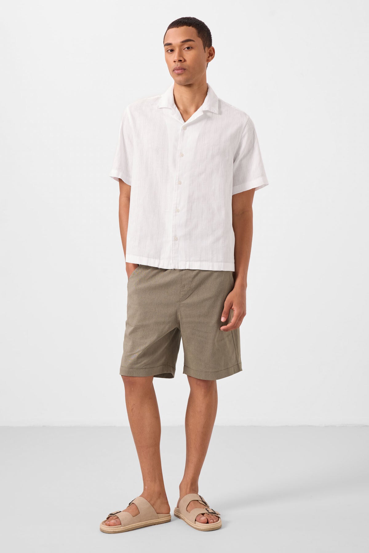 Image of Camel Standart Fit Dokuma Hafif Esnek Chino Erkek Şort - 81293