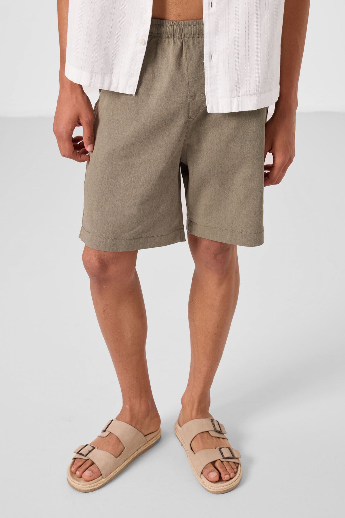 Image of Camel Standart Fit Dokuma Hafif Esnek Chino Erkek Şort - 81293
