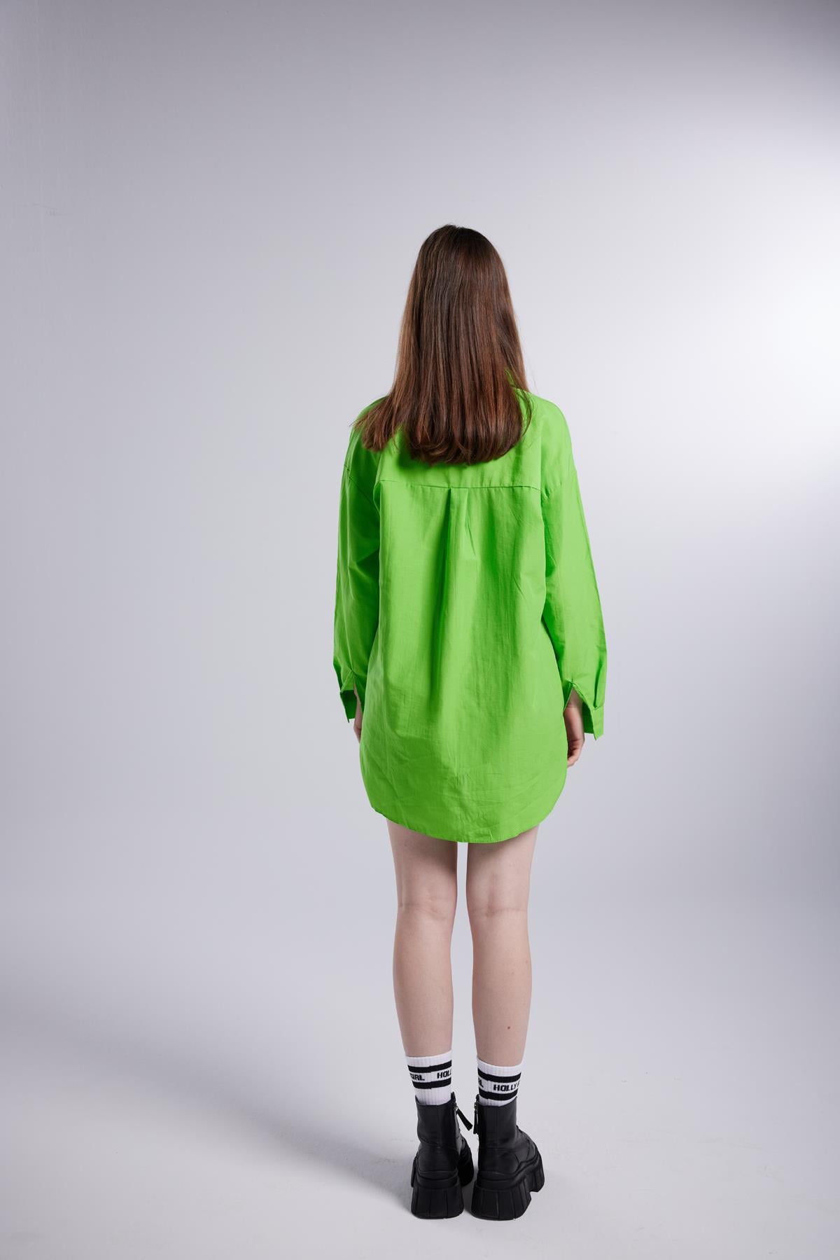 Image of Cepli Oversize Kesim Lovesize Gömlek Yeşil