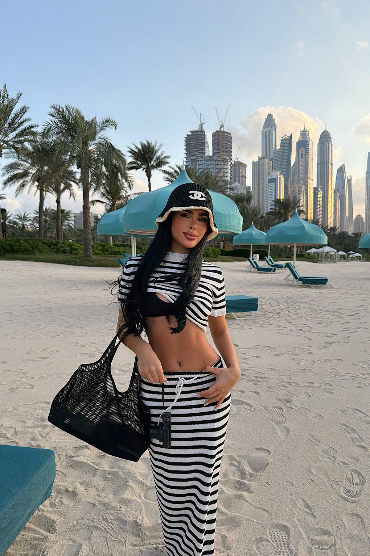 Image of Ebby Çizgili Triko Takım ATE-4826