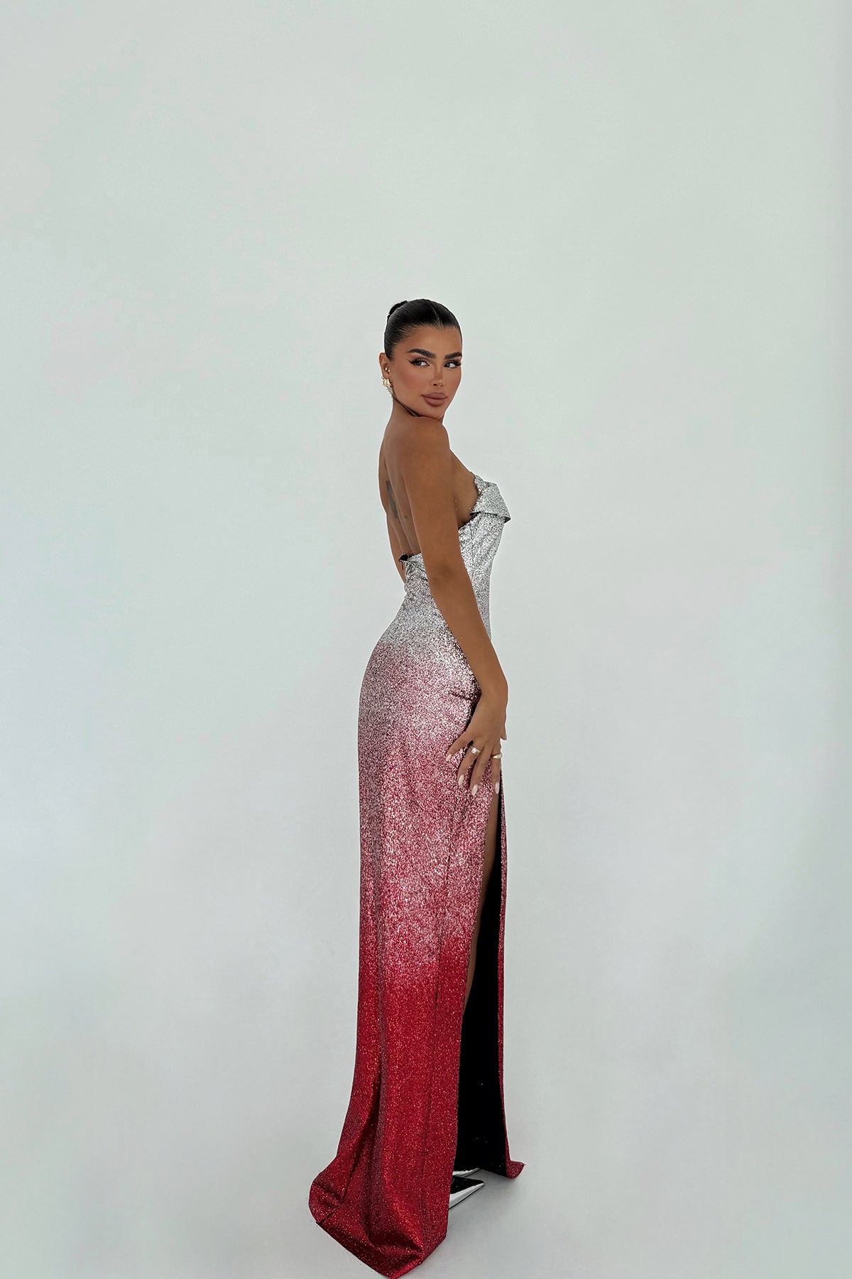 Image of Toulon Uzun Yırtmaçlı Elbise ATE-3092