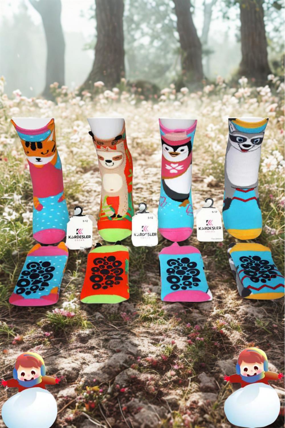 Image of Kids' Towel, Multi-Patterned Ankle Socks, Colorful, 4-Pack