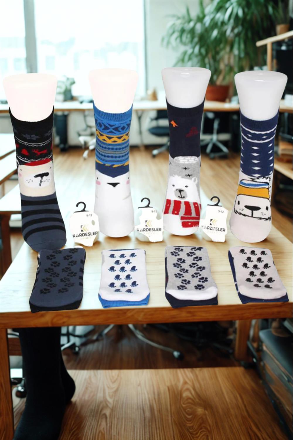 Image of Prosop pentru copii, șosete până la gleznă cu mai multe modele, colorate, pachet de 4