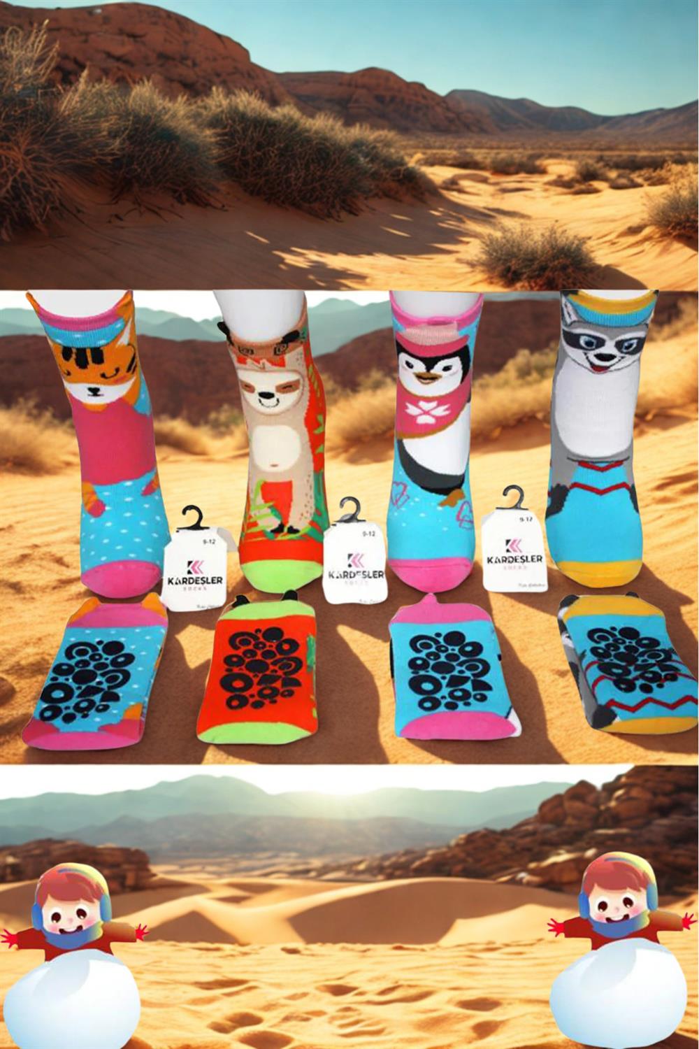 Image of Kids' Towel, Multi-Patterned Ankle Socks, Colorful, 4-Pack