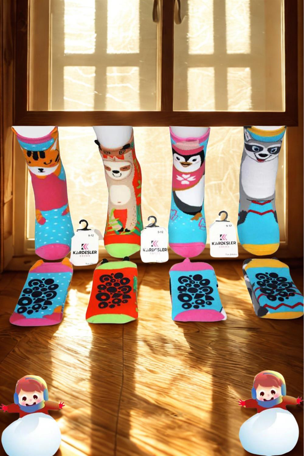 Image of Kids' Towel, Multi-Patterned Ankle Socks, Colorful, 4-Pack