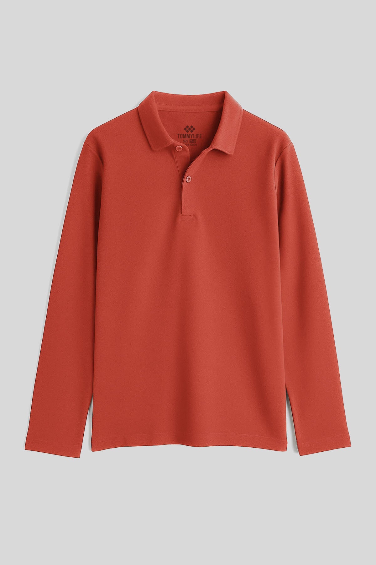 Image of Coral Polo Yaka Basic Uzun Kollu Unisex Çocuk T-Shirt - 11170
