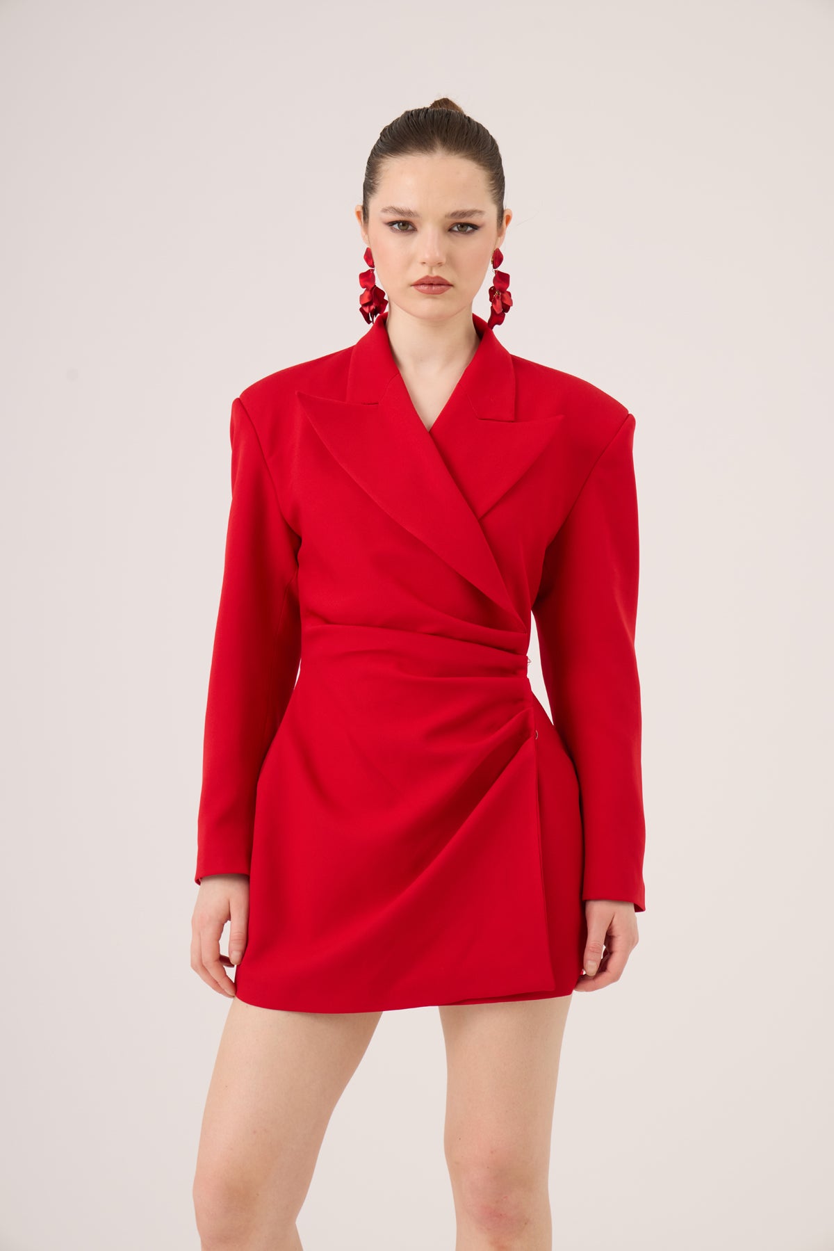 Image of Beli Drape Detaylı Heleni Blazer Ceket Kırmızı