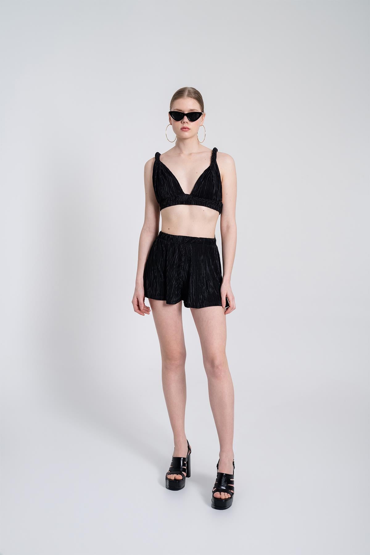 Image of Beli Lastikli Mini Comfy Şort Siyah