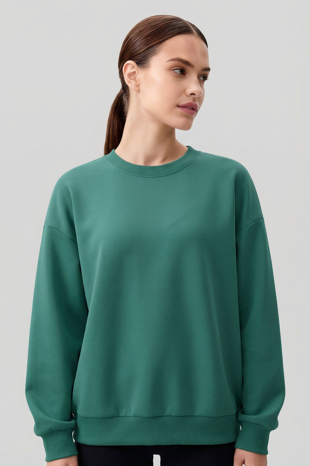 Image of Deniz Yeşili Basic O Yaka Oversize Kadın Sweatshirt - 97053