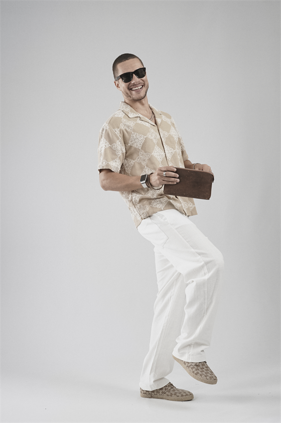 Image of Desenli Oversize Kalıp Kafes Kumaş Erkek Gömlek