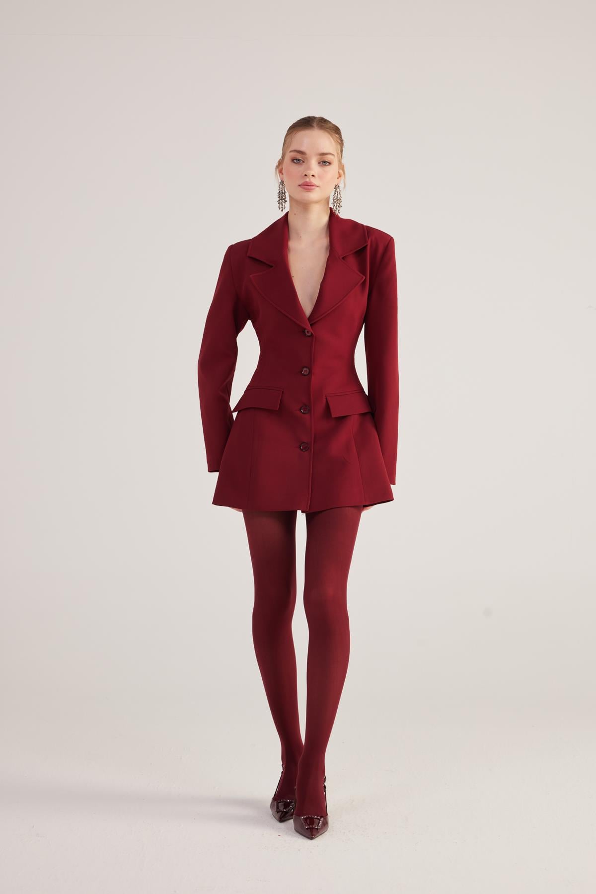 Image of Belden Oturmalı Fit Kesim Deja Blazer Ceket Bordo