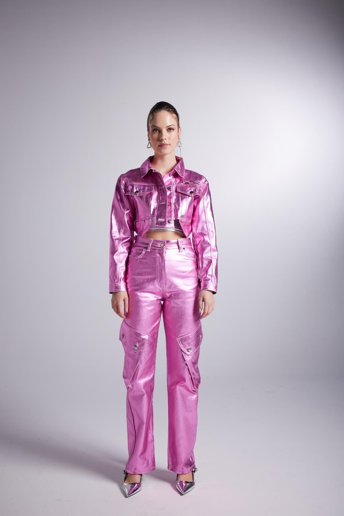 Image of Varak Kaplama Kargo Cepli Millen Pantolon Pembe