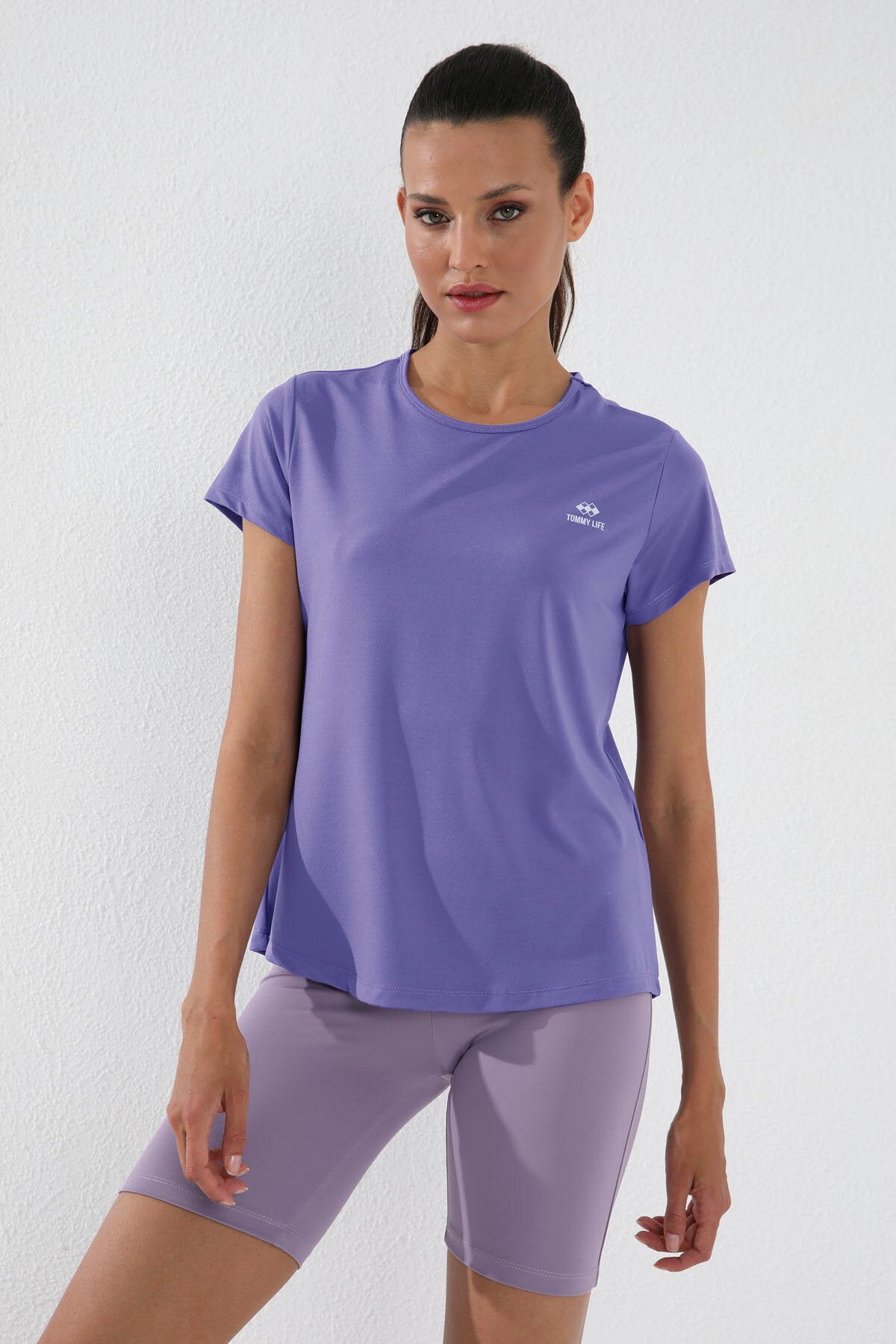 Image of Eflatun Basic Kısa Kol Standart Kalıp O Yaka Kadın T-Shirt - 97144