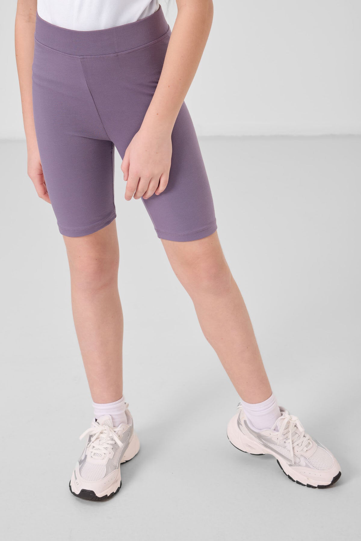 Image of Eflatun Pamuklu Kısa Paça Standart Fit Basic Kız Çocuk Tayt - 75188