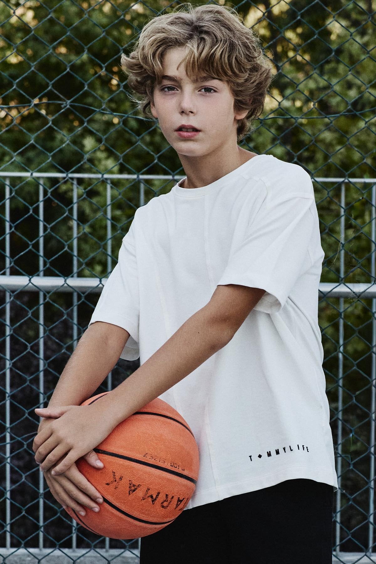 Image of Ekru Pamuklu Yumuşak Dokulu Oversize Basic Erkek Çocuk T-Shirt - 11297