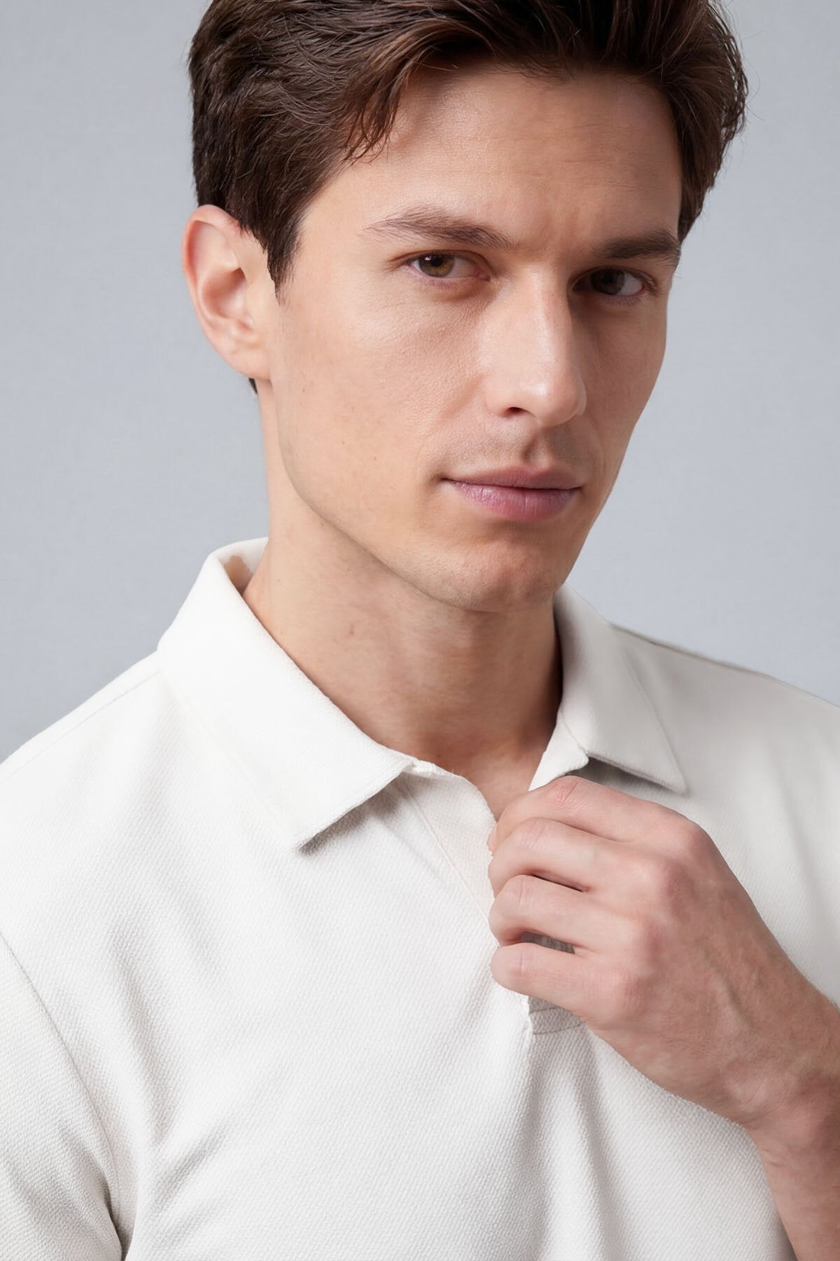 Image of Ekru Rahat Form Yumuşak Dokulu Polo Yaka Erkek T-Shirt - 88496