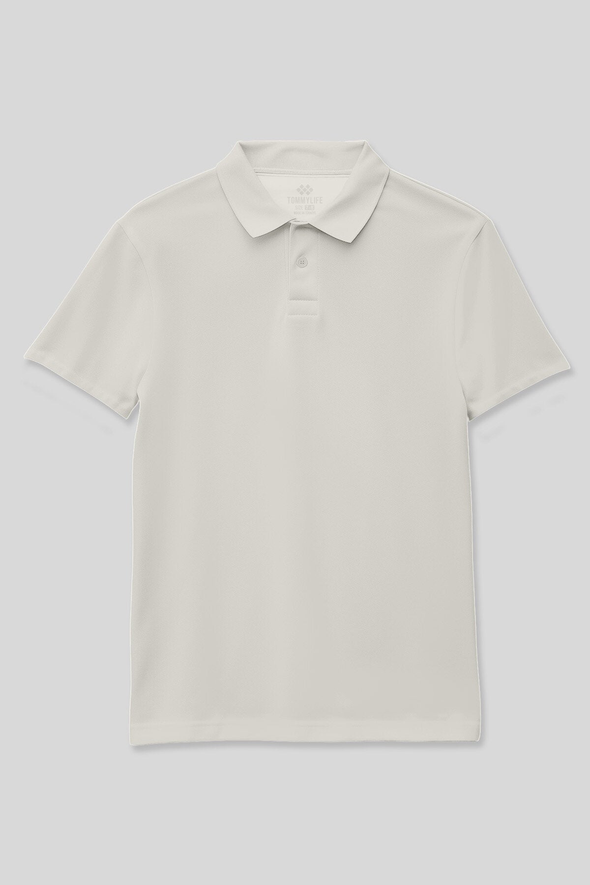 Image of Ekru Polo Yaka Standart Fit Basic Unisex Çocuk T-Shirt - 11330