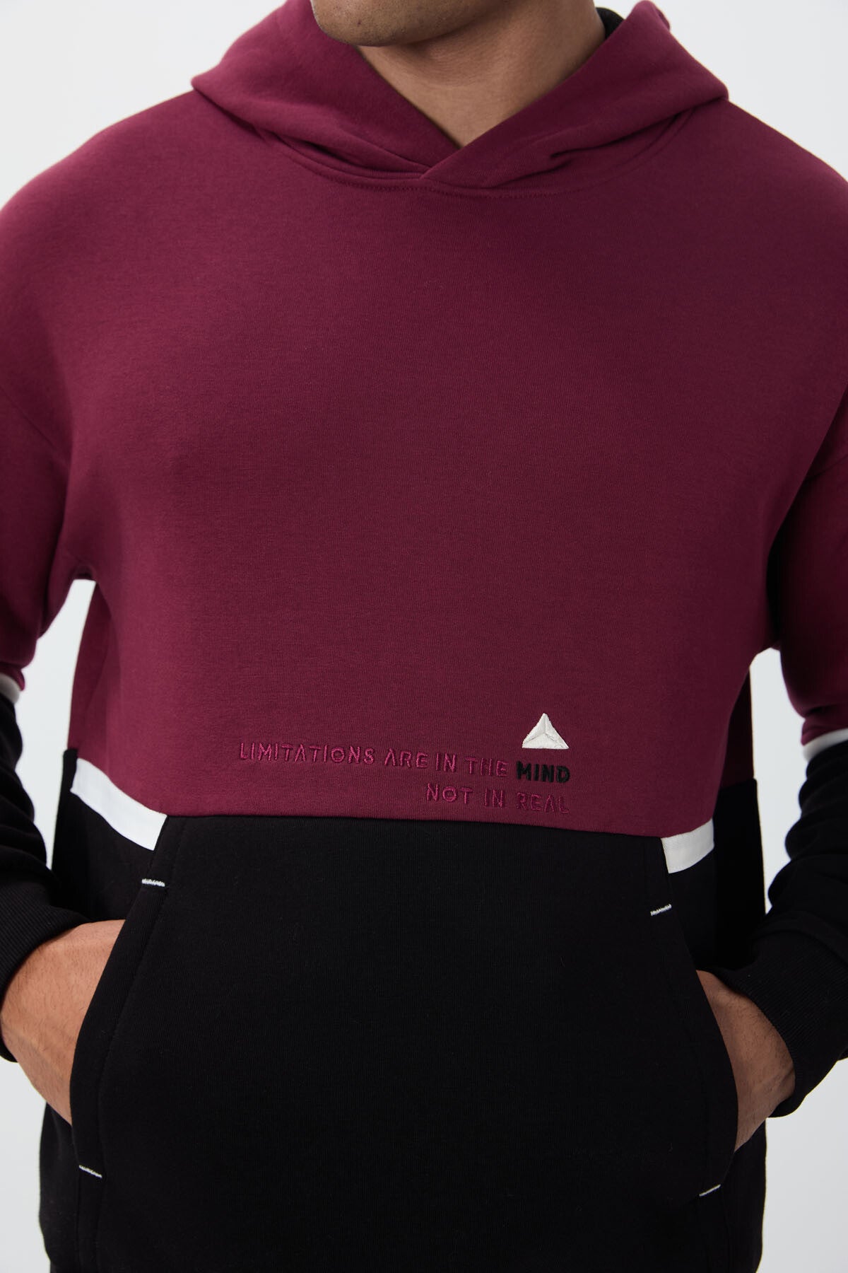 Image of Erguvan Pamuklu Kalın İçi Tüylü Yumuşak Dokulu Comfort Fit Nakışlı Erkek Sweatshirt - 88417