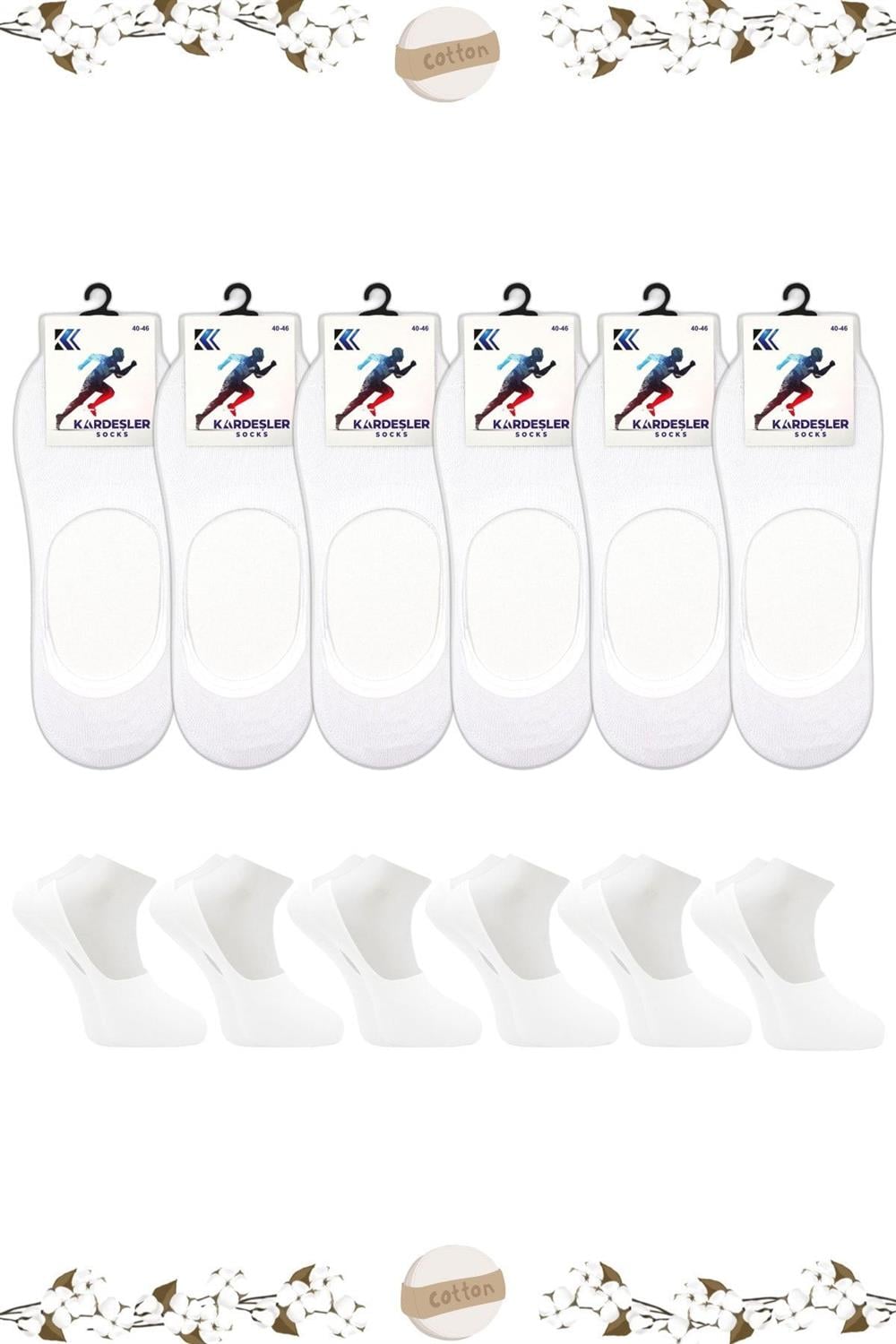 Image of Men's White Cotton Seamless Invisible Non-Slip Heel Socks with Silicone, 6-Pack