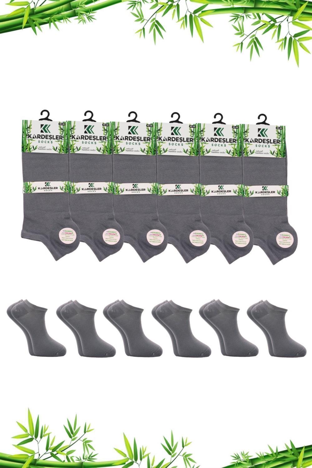 Image of Erkek Bambu Patik Gri Çorap Dikişsiz 6'Lı Paket