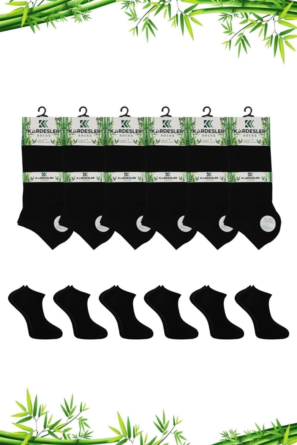 Image of Erkek Bambu Patik Siyah Çorap Dikişsiz 6'Lı Paket