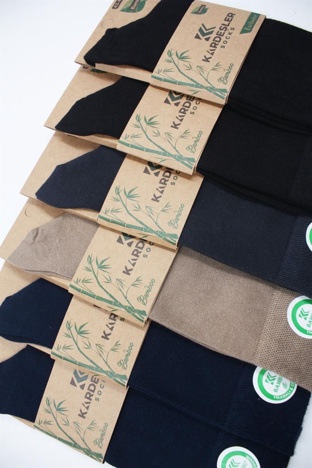 Image of Erkek Bambu Soket Uzun Asorti Çorap Dikişsiz 6'Lı Premium Kutulu