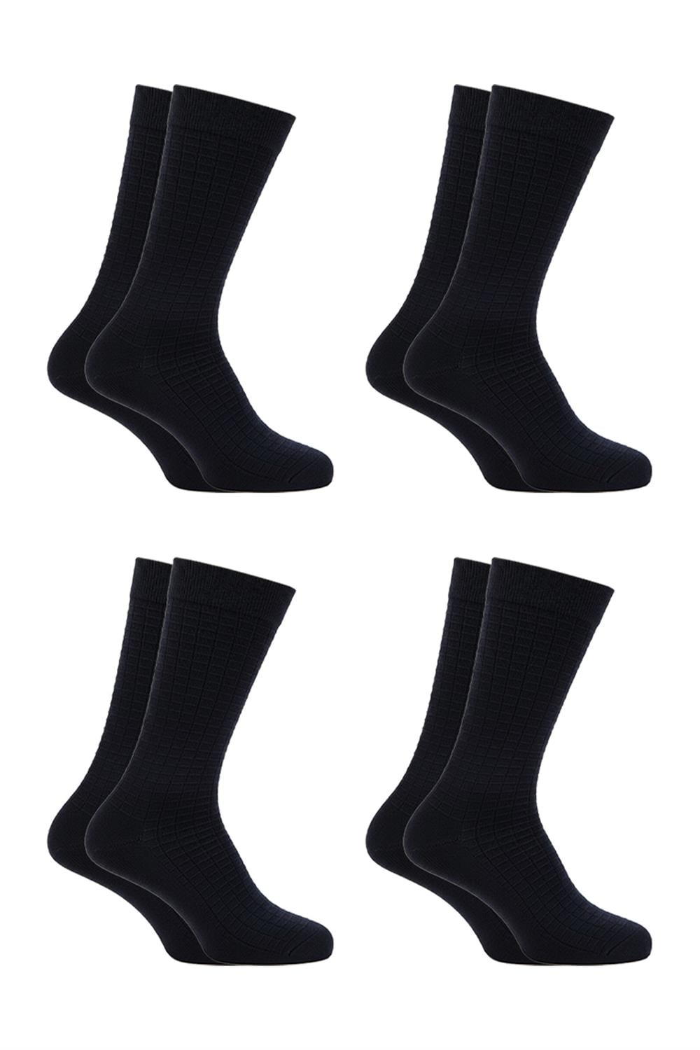 Image of Șosete lungi din bambus pentru bărbați, negre, fără cusături, pachet de 4, premium, ambalate în cutie