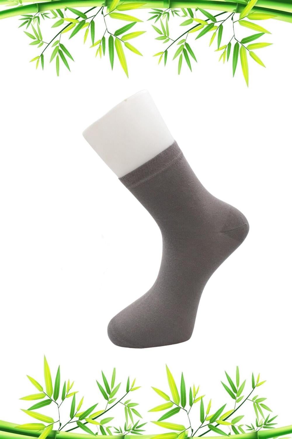 Image of Șosete bărbătești din bambus, simple, gri, cu jumătate de manșetă, fără cusături, set de 6