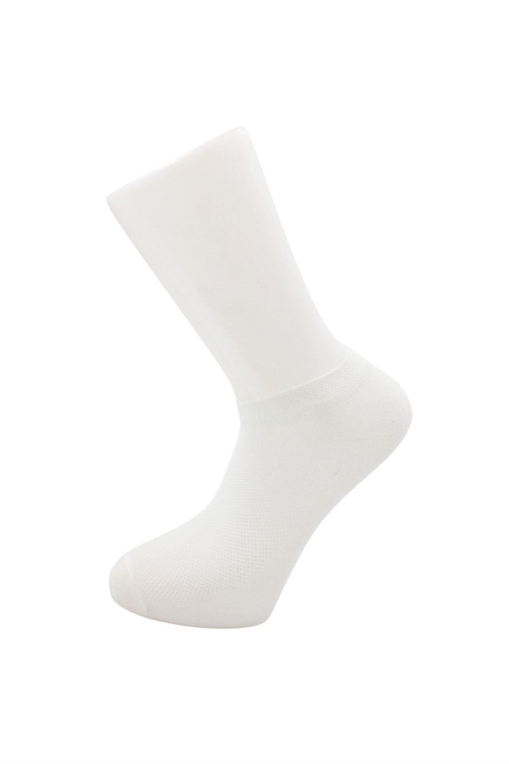 Image of Erkek Beyaz Patik Pamuklu Pirinç Örgülü Çorap 6'Lı Paket
