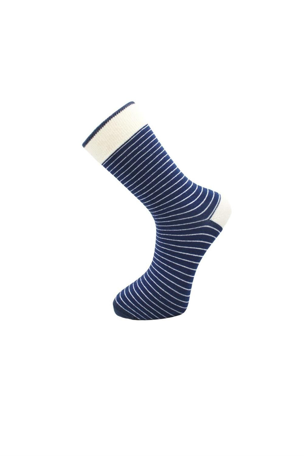 Image of Men's Multicolored Ankle Socks, Long Striped Pattern, Seamless, 6-Pack