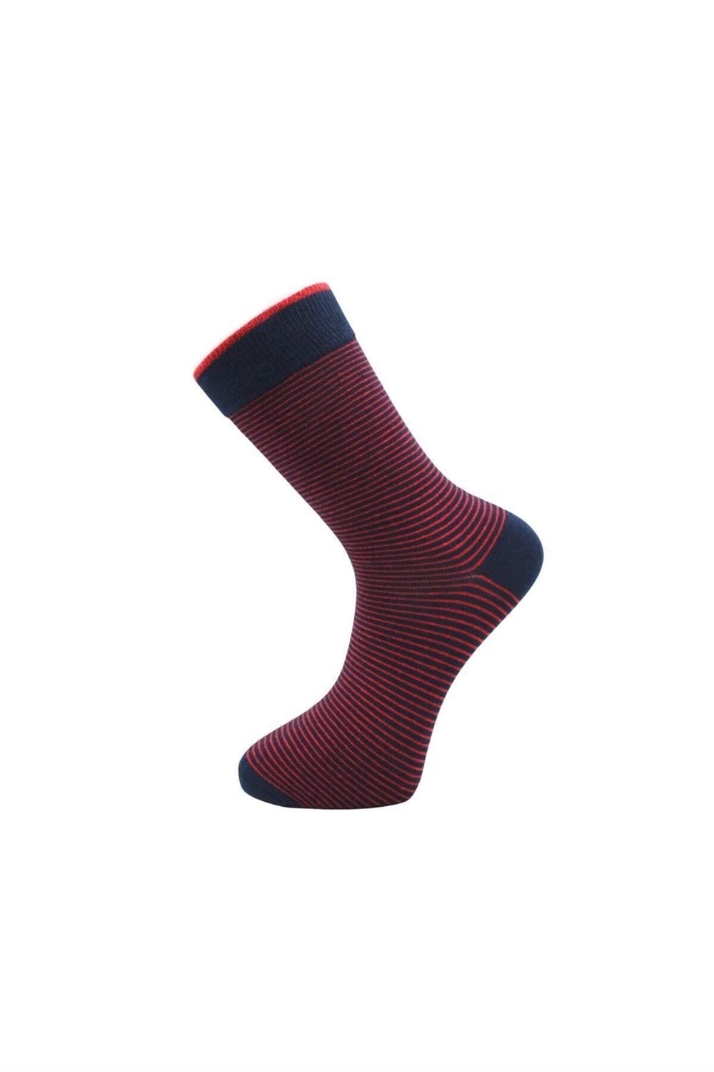 Image of Men's Multicolored Ankle Socks, Long Striped Pattern, Seamless, 6-Pack