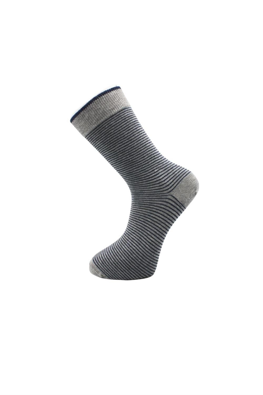 Image of Men's Multicolored Ankle Socks, Long Striped Pattern, Seamless, 6-Pack