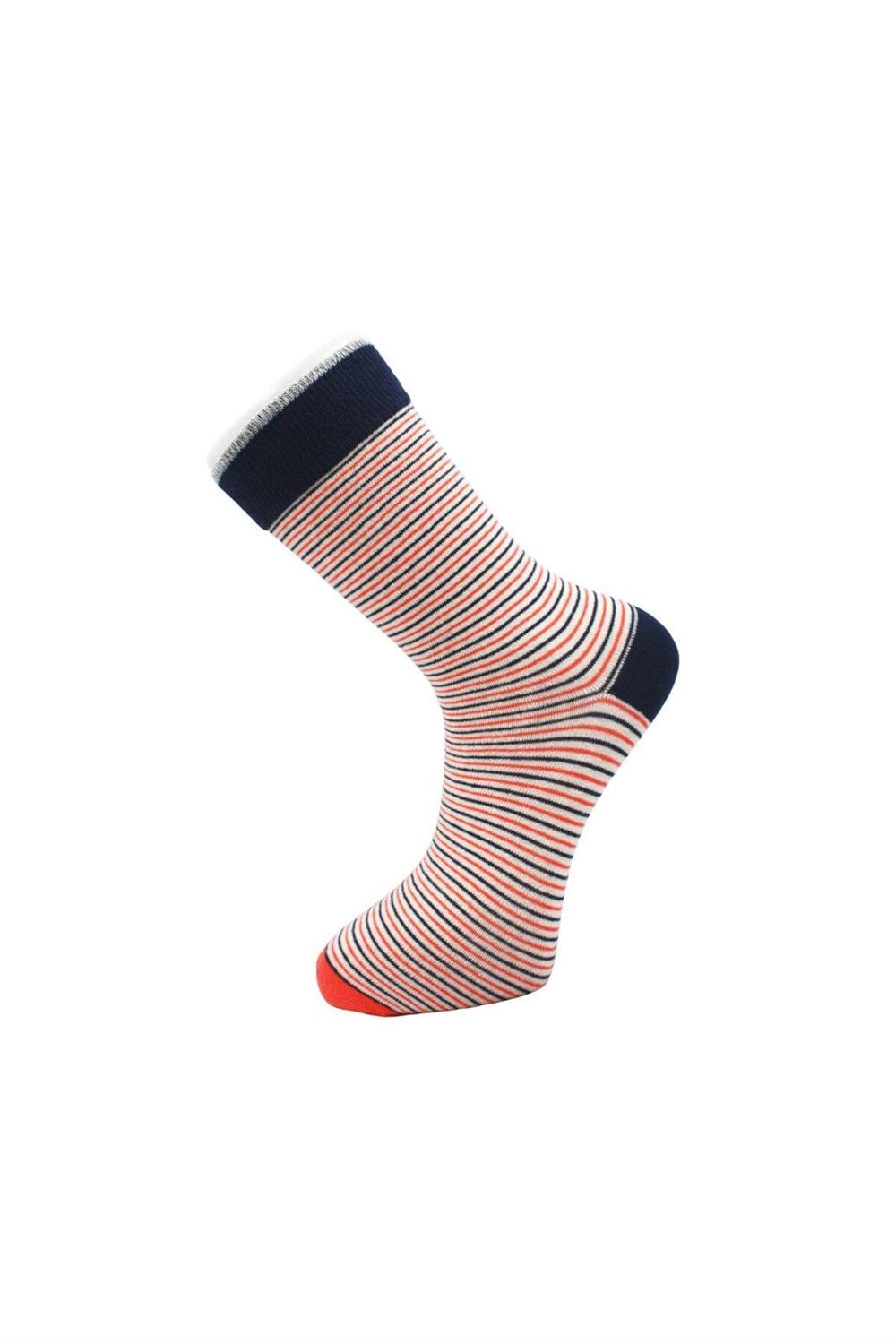 Image of Men's Multicolored Ankle Socks, Long Striped Pattern, Seamless, 6-Pack
