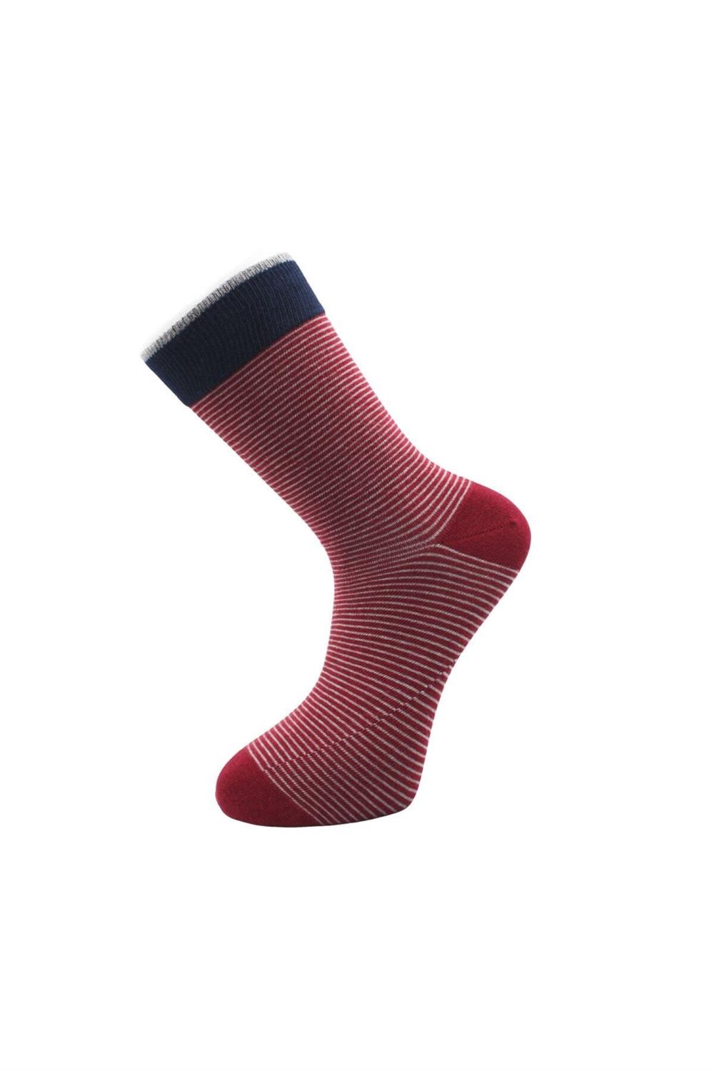 Image of Men's Multicolored Ankle Socks, Long Striped Pattern, Seamless, 6-Pack