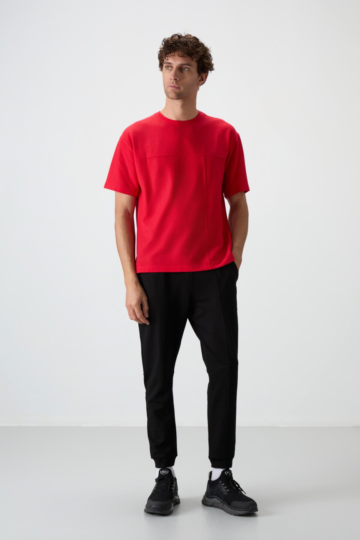 Image of Siyah Pamuklu Yumuşak Dokulu Comfort Fit Nakışlı Erkek Jogger - 82123
