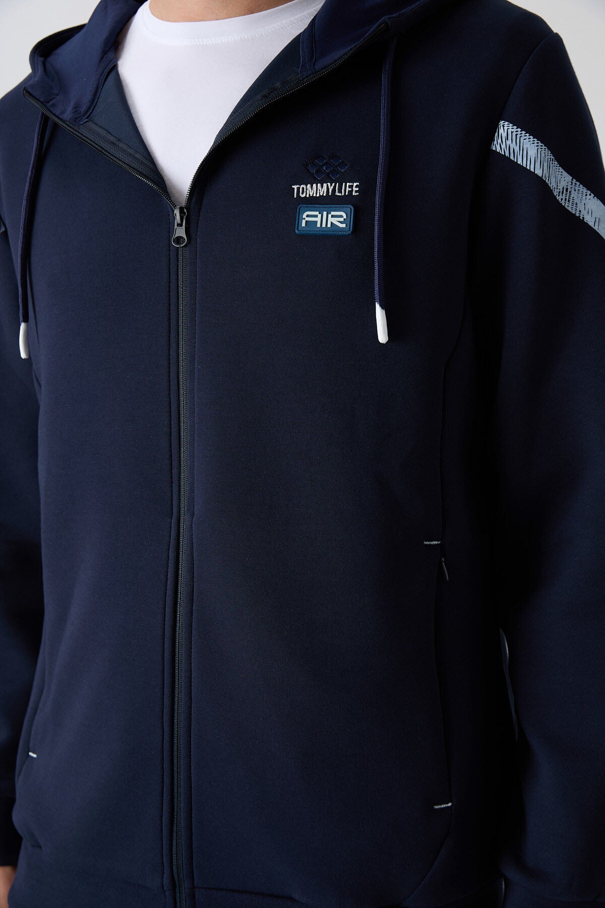 Image of İndigo Pamuklu Kalın Yumuşak Dokulu Comfort Fit Baskılı Erkek Eşofman Takım - 85236